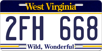WV license plate 2FH668
