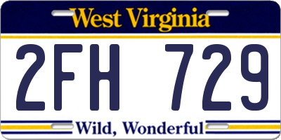 WV license plate 2FH729