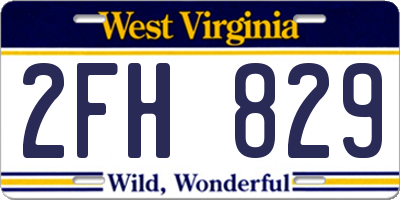 WV license plate 2FH829