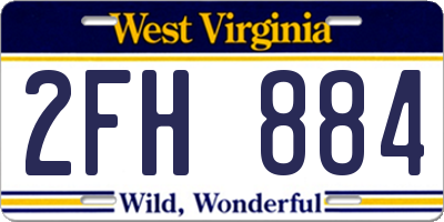 WV license plate 2FH884
