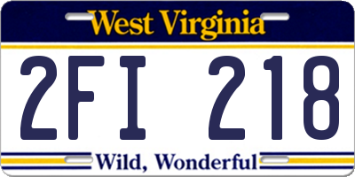 WV license plate 2FI218