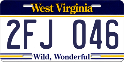 WV license plate 2FJ046