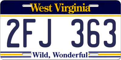 WV license plate 2FJ363