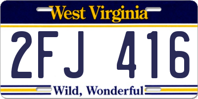 WV license plate 2FJ416