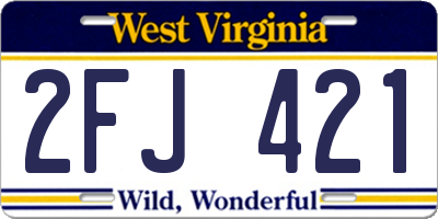 WV license plate 2FJ421