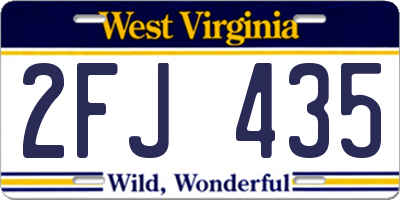 WV license plate 2FJ435