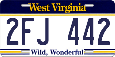 WV license plate 2FJ442