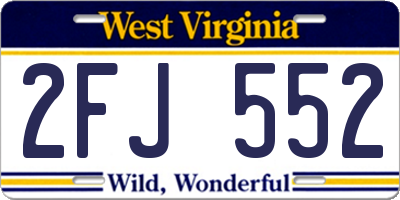 WV license plate 2FJ552