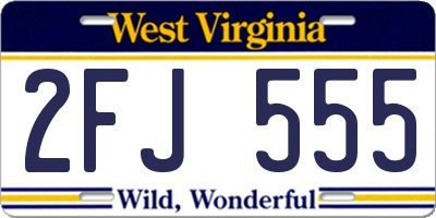 WV license plate 2FJ555