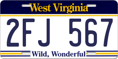 WV license plate 2FJ567