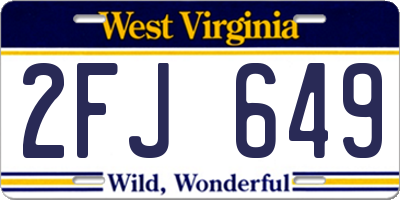 WV license plate 2FJ649
