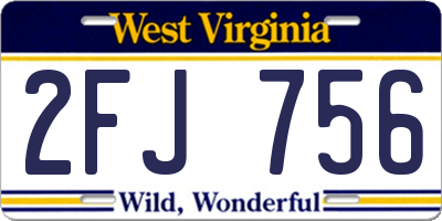 WV license plate 2FJ756