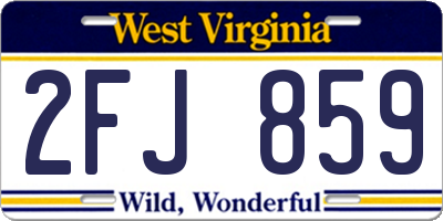 WV license plate 2FJ859