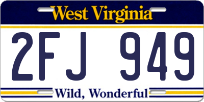 WV license plate 2FJ949