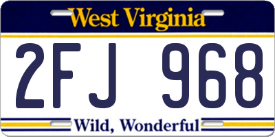 WV license plate 2FJ968