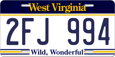 WV license plate 2FJ994