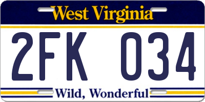WV license plate 2FK034
