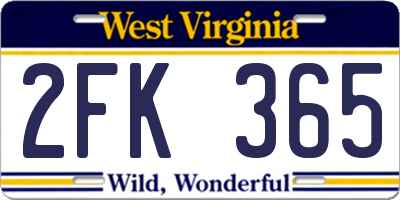 WV license plate 2FK365