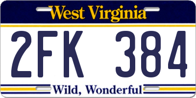 WV license plate 2FK384