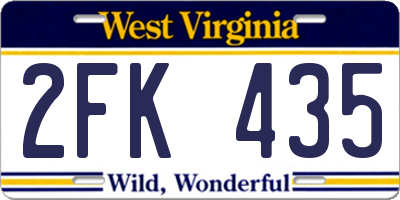 WV license plate 2FK435
