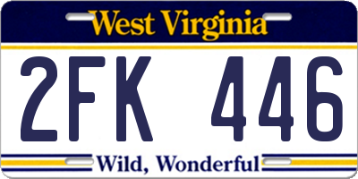 WV license plate 2FK446