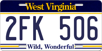 WV license plate 2FK506