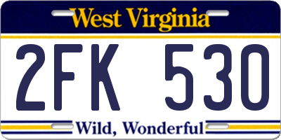 WV license plate 2FK530