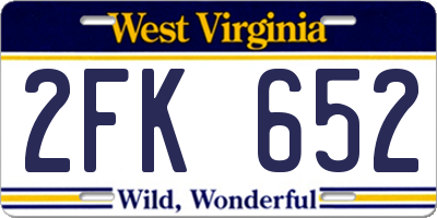 WV license plate 2FK652