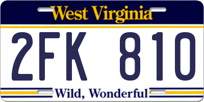 WV license plate 2FK810