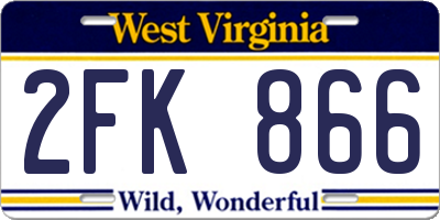 WV license plate 2FK866