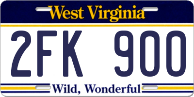 WV license plate 2FK900