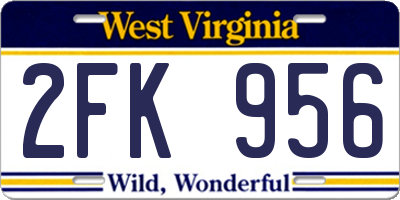 WV license plate 2FK956