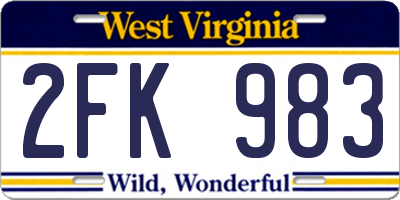 WV license plate 2FK983