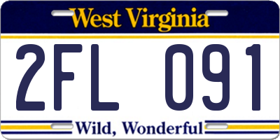 WV license plate 2FL091