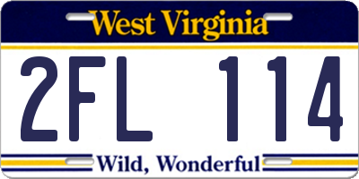 WV license plate 2FL114