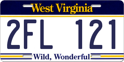 WV license plate 2FL121