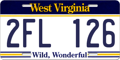 WV license plate 2FL126