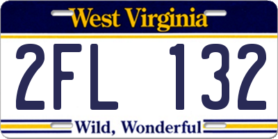 WV license plate 2FL132