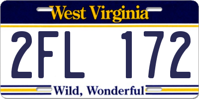 WV license plate 2FL172