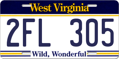 WV license plate 2FL305