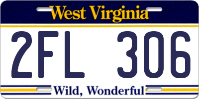 WV license plate 2FL306