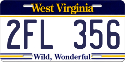 WV license plate 2FL356