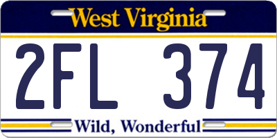 WV license plate 2FL374