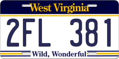 WV license plate 2FL381