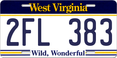 WV license plate 2FL383