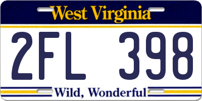 WV license plate 2FL398