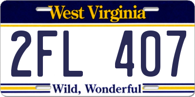 WV license plate 2FL407