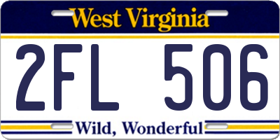 WV license plate 2FL506