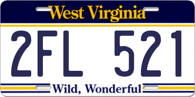 WV license plate 2FL521