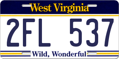 WV license plate 2FL537